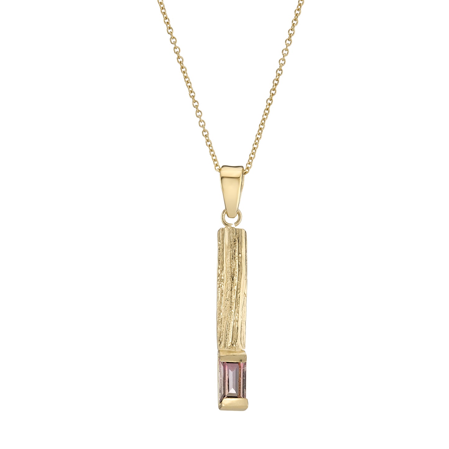 9ct Gold Pastel Watermelon Tourmaline Oak Pendant