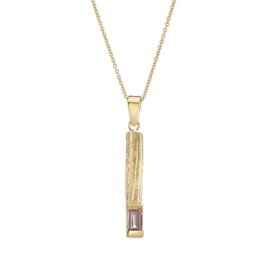 9ct Gold Pastel Watermelon Tourmaline Oak Pendant