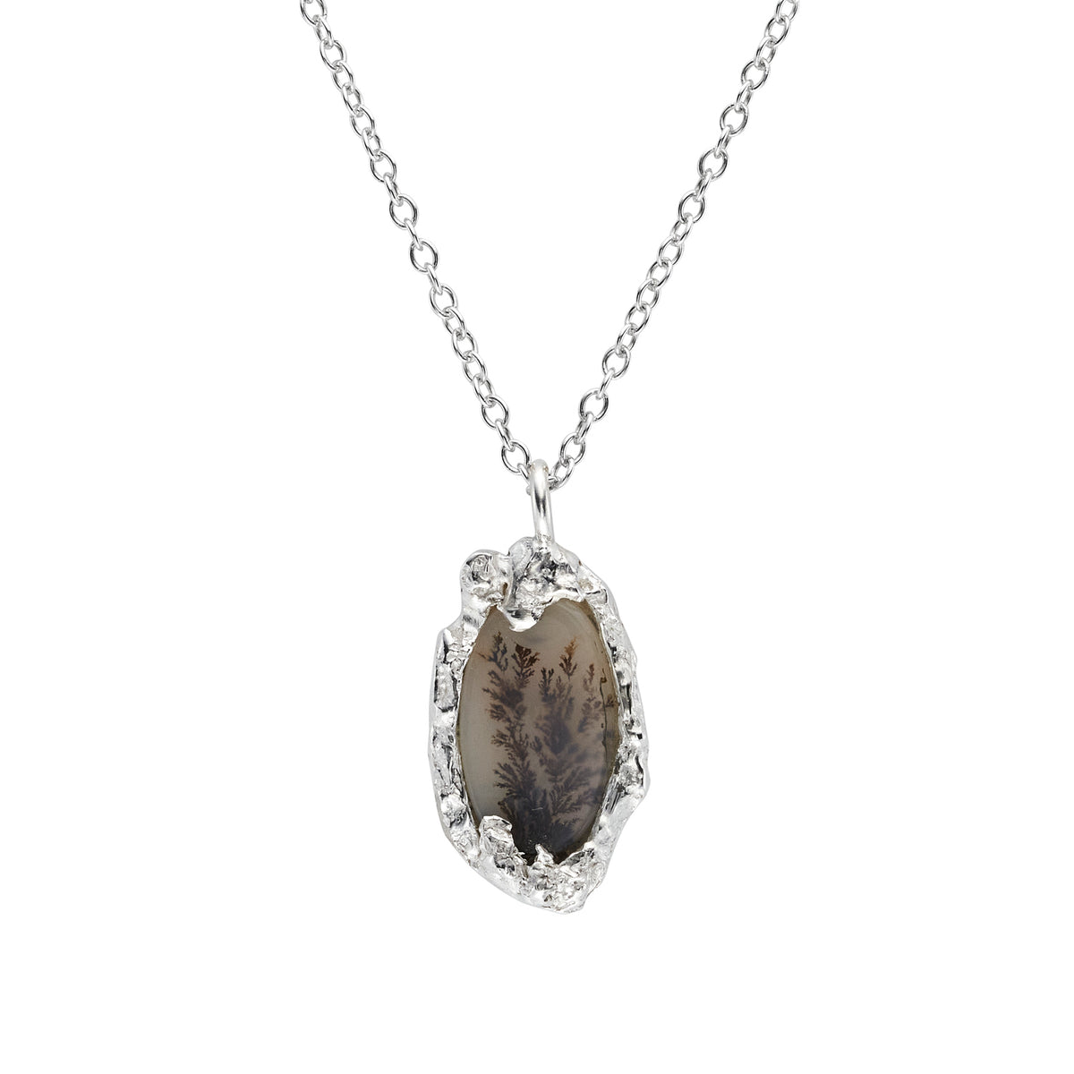 One of a Kind Dendritic Agete necklace - silver