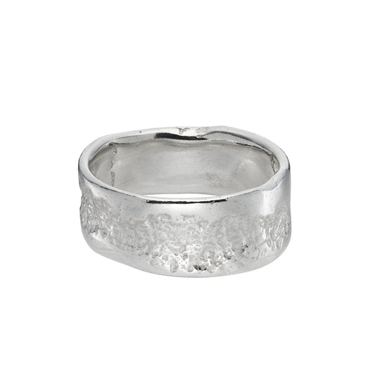 Silver Reverse English Oak Ring
