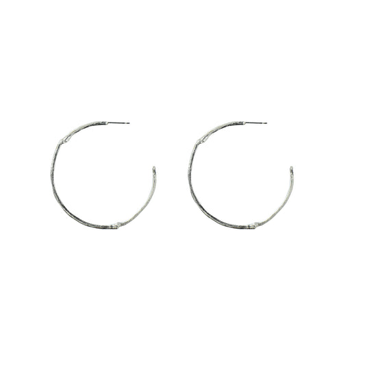 Large Silver Bamboo Hoops