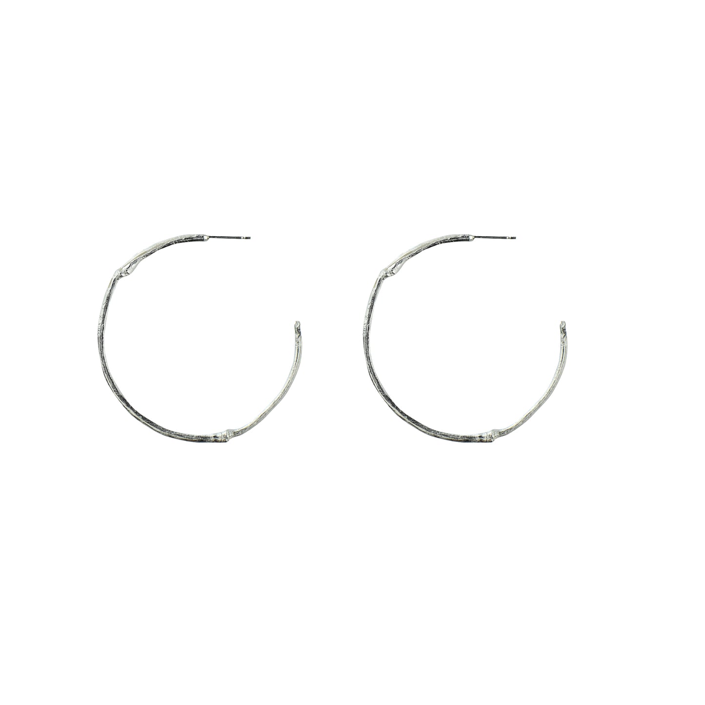 Large Silver Bamboo Hoops