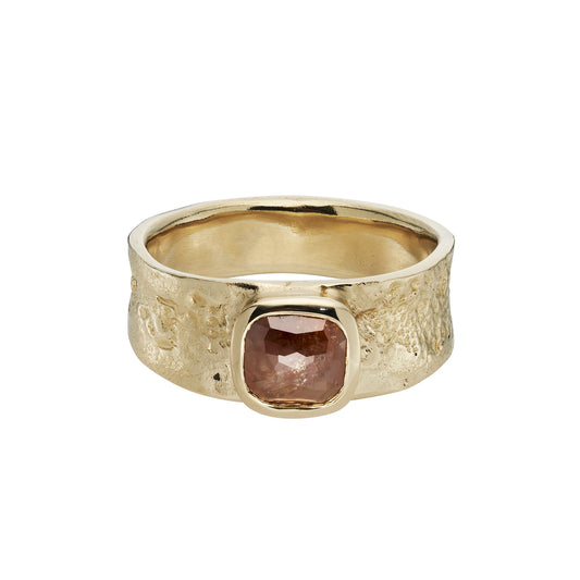 OOAK 14ct Gold Rose Cut Orange Diamond Ring