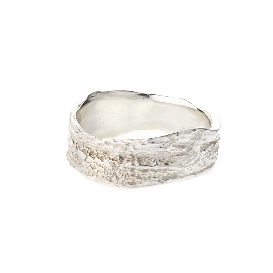 Wide London Plane Ring in Silver