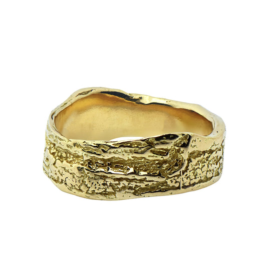 Wide London Plane Ring in 14ct Gold