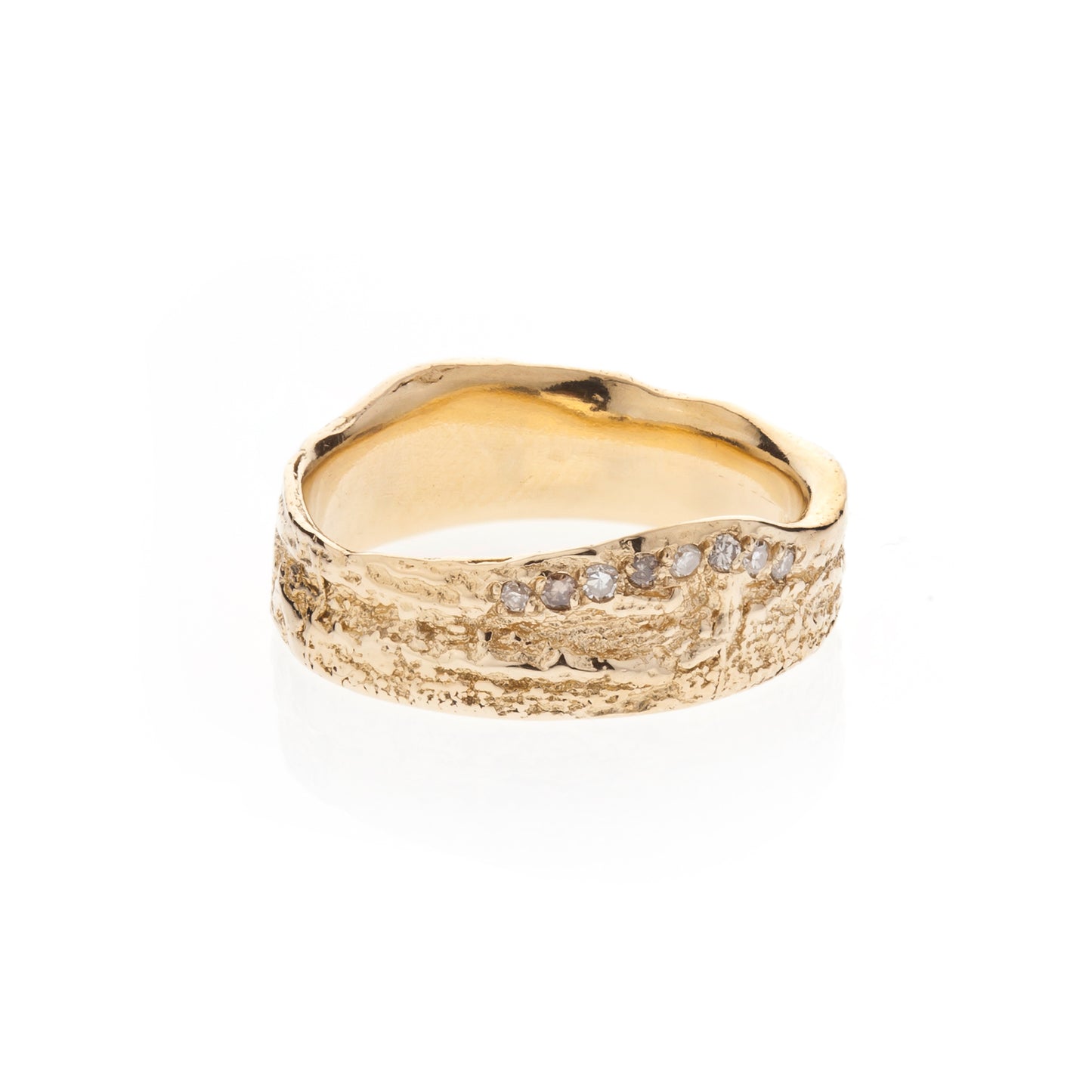 14ct Gold London Plane Ring with Champagne Diamonds