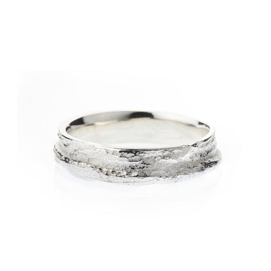 Black Poplar Band in Silver