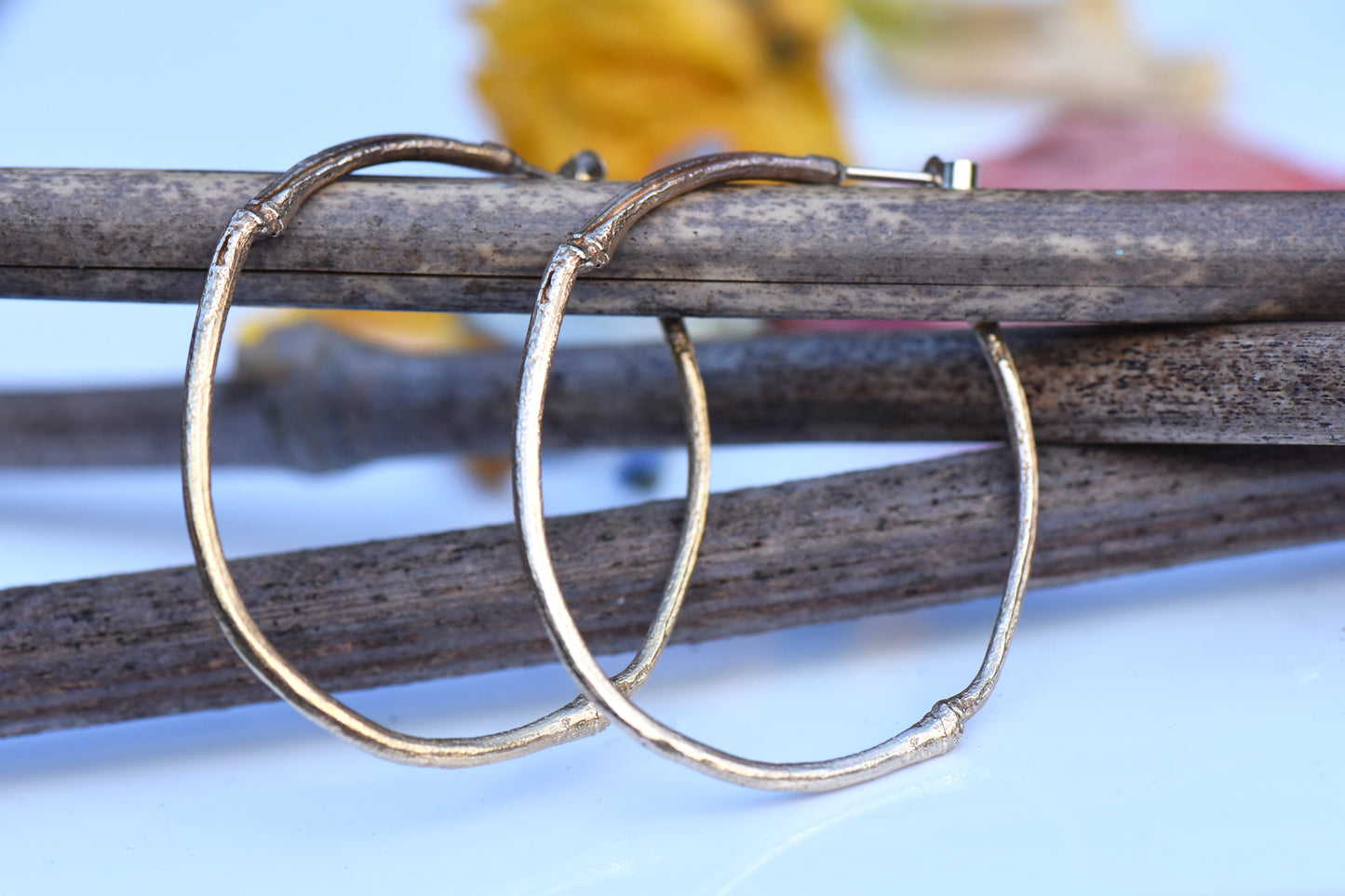 Large Bronze Bamboo Hoops