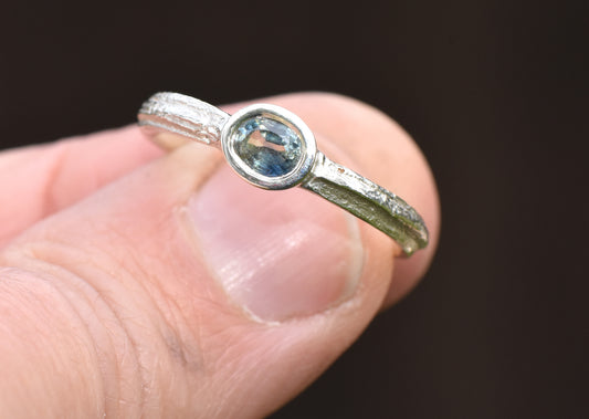 White Gold Sapphire Oak Ring