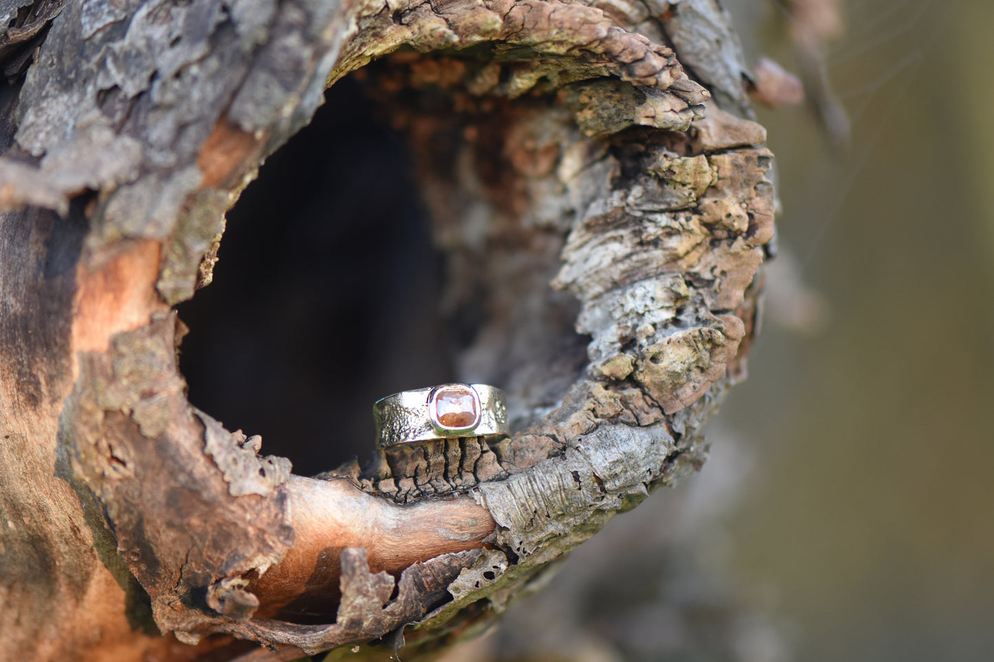OOAK 14ct Gold Rose Cut Orange Diamond Ring
