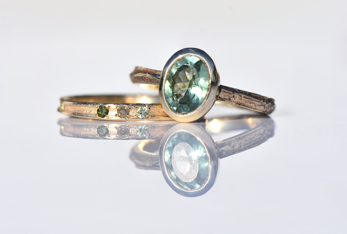 9ct English Oak Ring with Mint Tourmaline