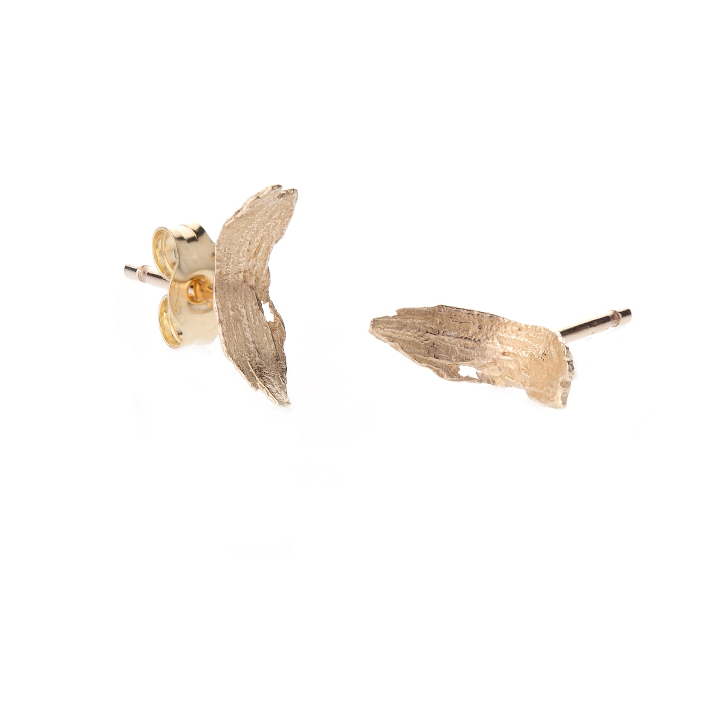 9ct Gold Oak Flake Studs