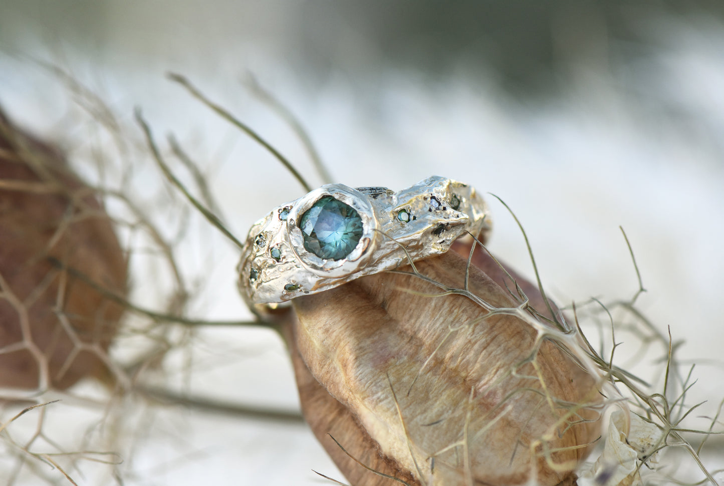 Mother Tree ring - 9ct gold with sapphire and diamonds