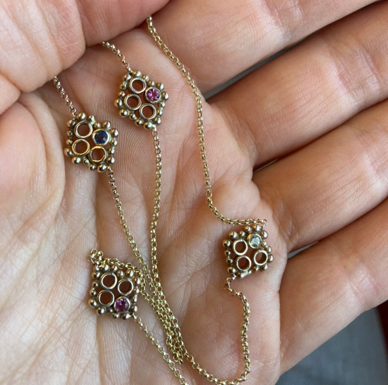 Grain and Sapphire Necklace