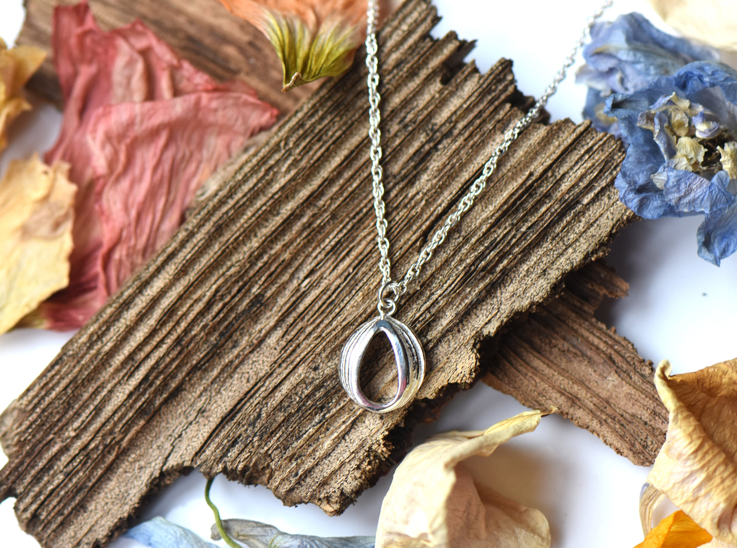 Silver English Oak Pear Pendant