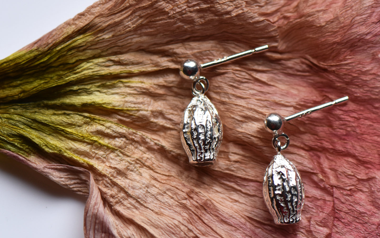 Silver Seed Drop Earrings