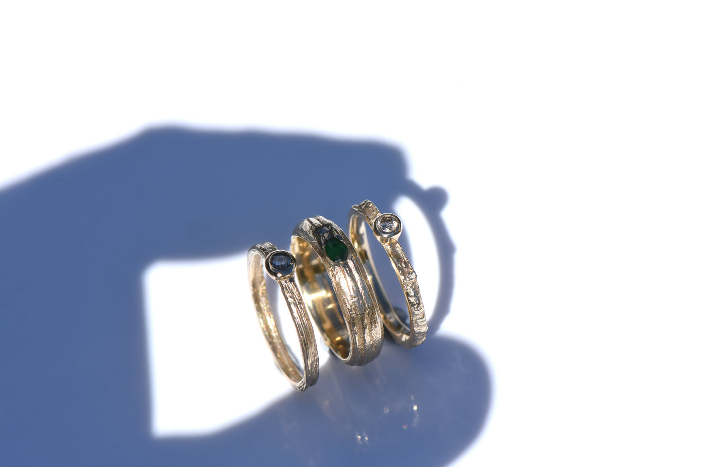 9ct Gold English Oak Emerald and Diamond Ring