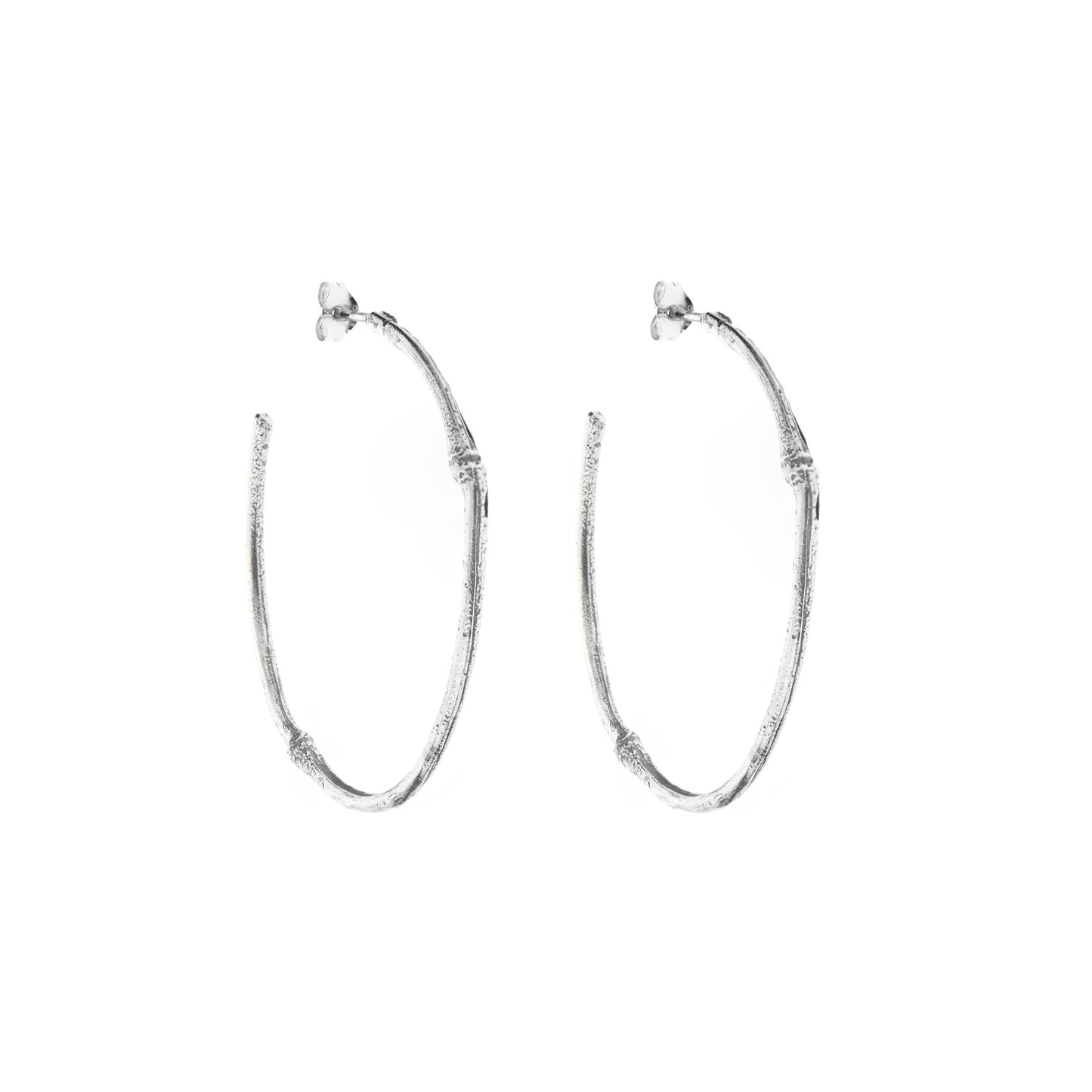 Large Silver Bamboo Hoops
