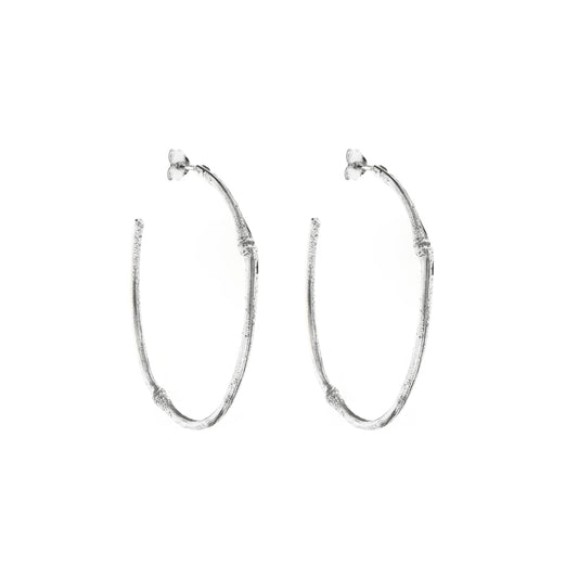 Large Silver Bamboo Hoops