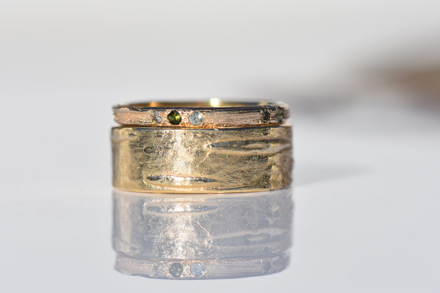 9ct Gold Silver Birch Band
