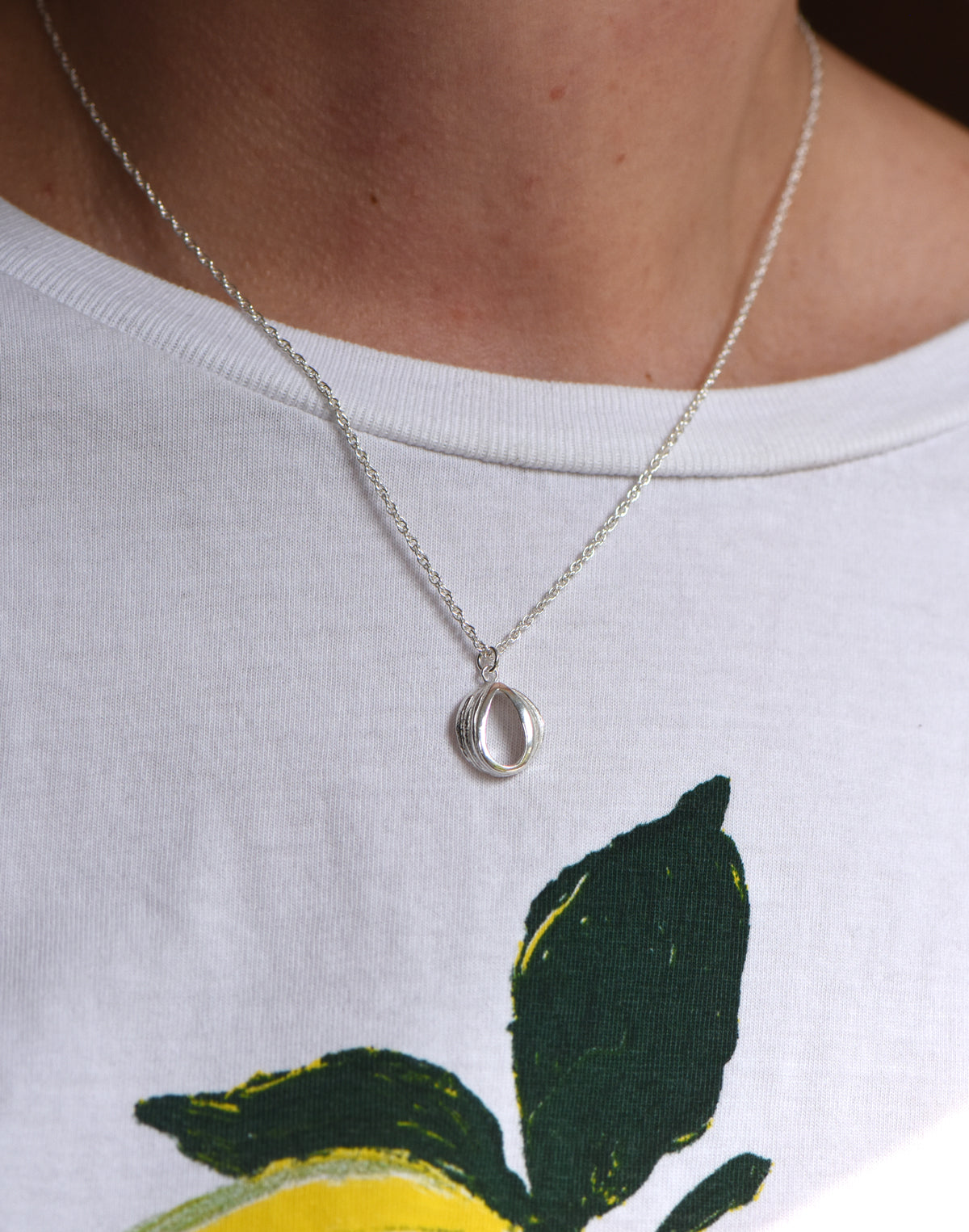 Silver English Oak Pear Pendant