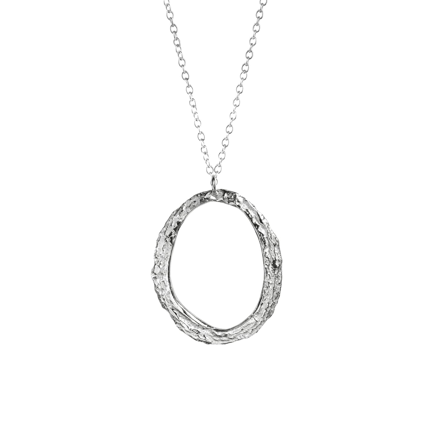 Silver Skinny London Plane Oval Necklace