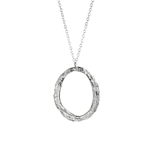 Silver Skinny London Plane Oval Necklace