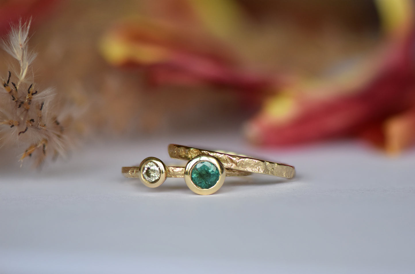 Two Stone Emerald and Diamond Ring