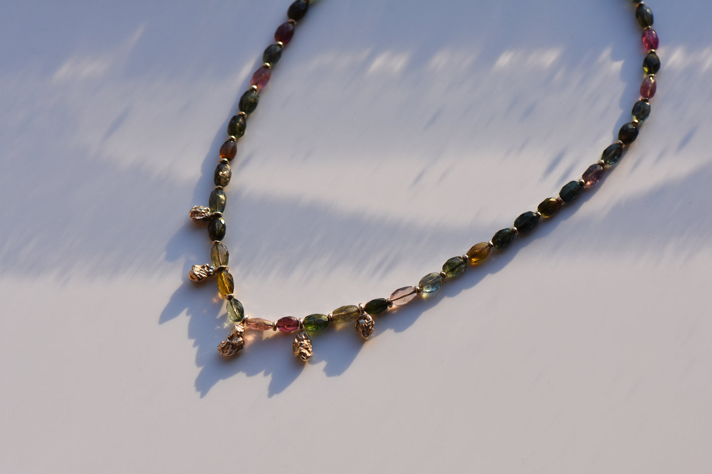 Tourmaline and Golden Nugget Necklace