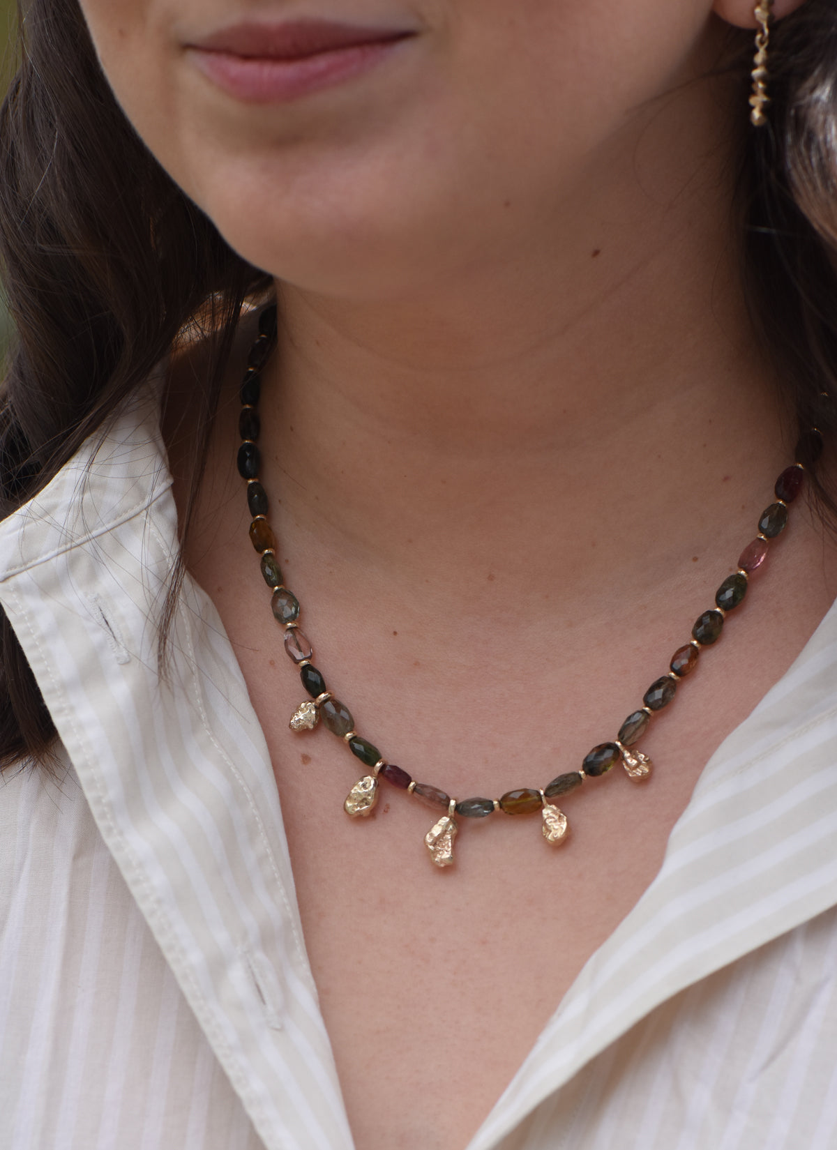 Tourmaline and Golden Nugget Necklace