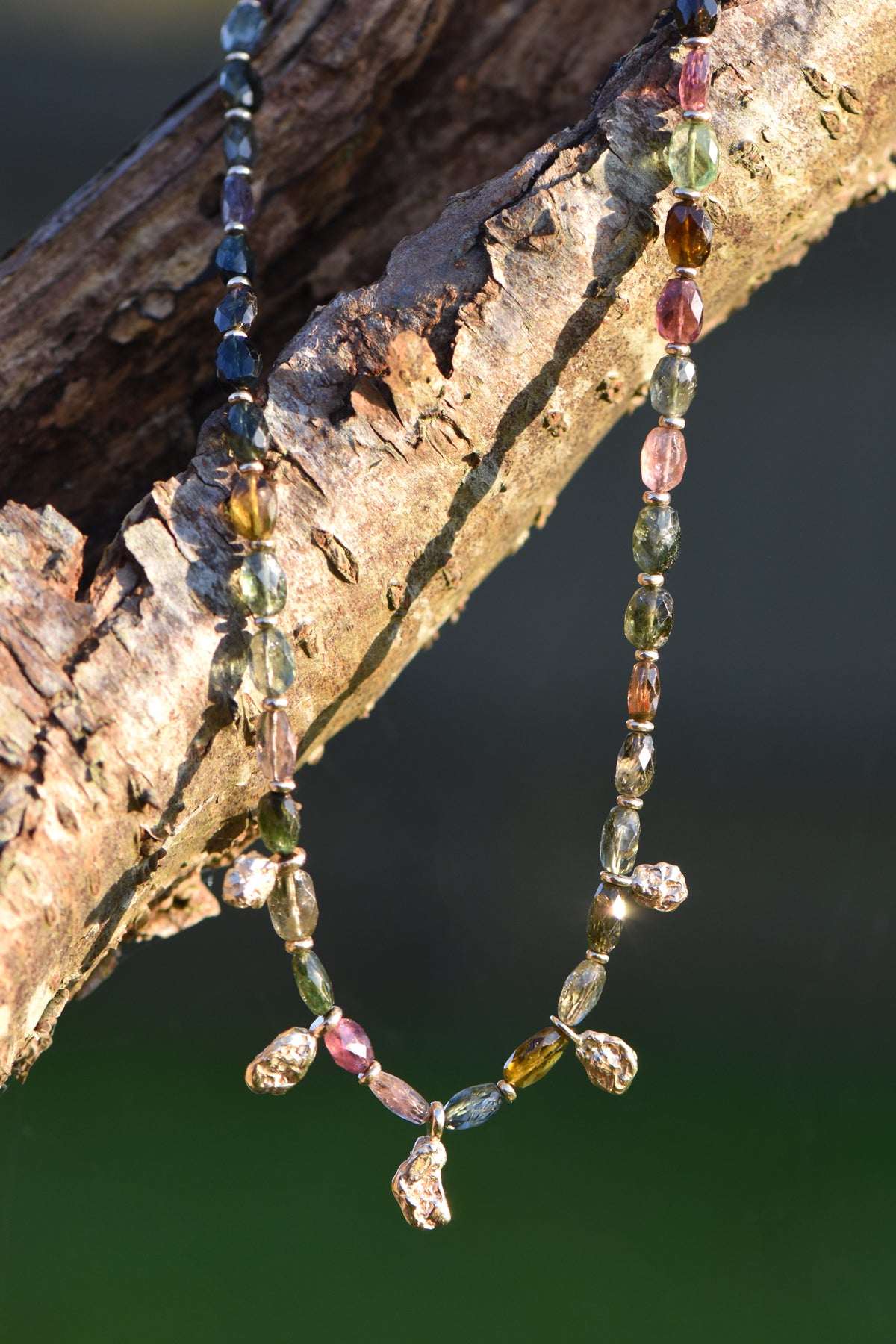 Tourmaline and Golden Nugget Necklace