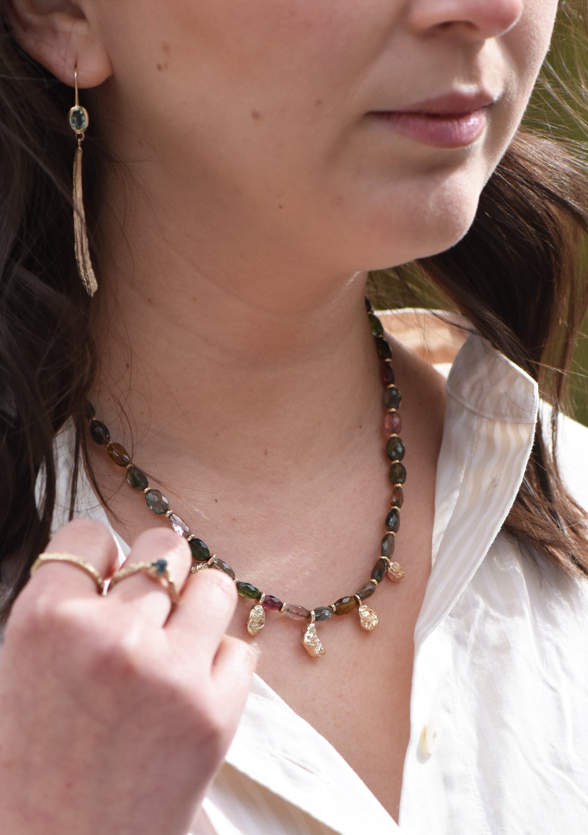 Tourmaline and Golden Nugget Necklace