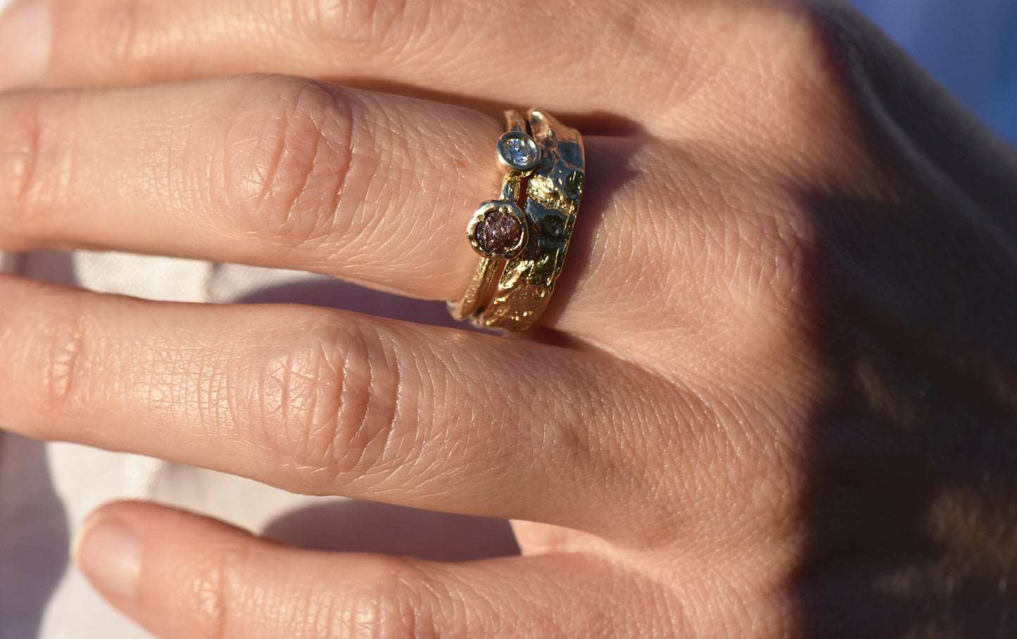 OOAK Toi et Moi ring in 9ct Gold