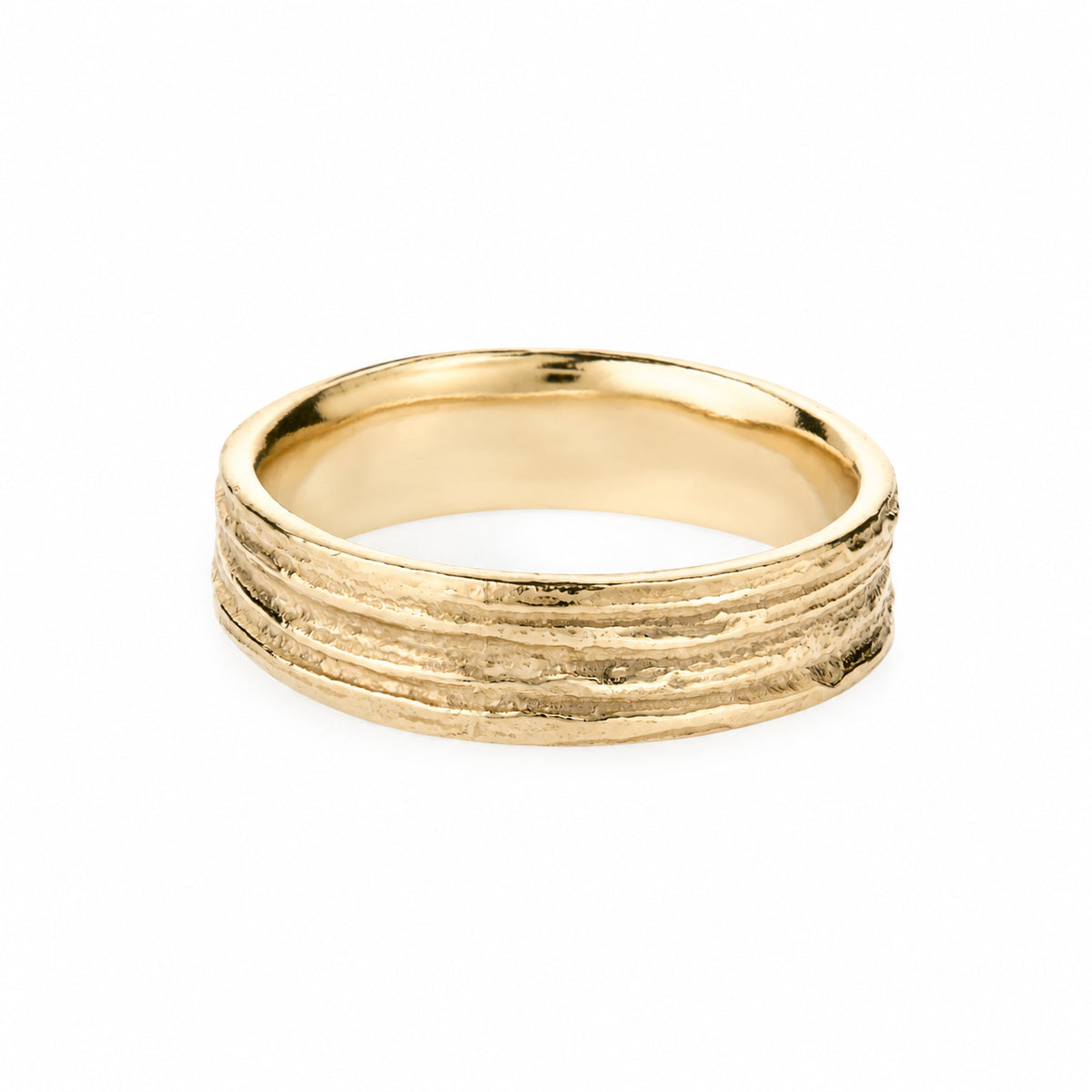 Inside Oak lined 6mm ring - 9ct gold
