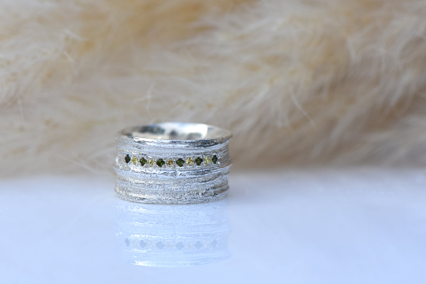 English Oak ring - silver and tourmalines