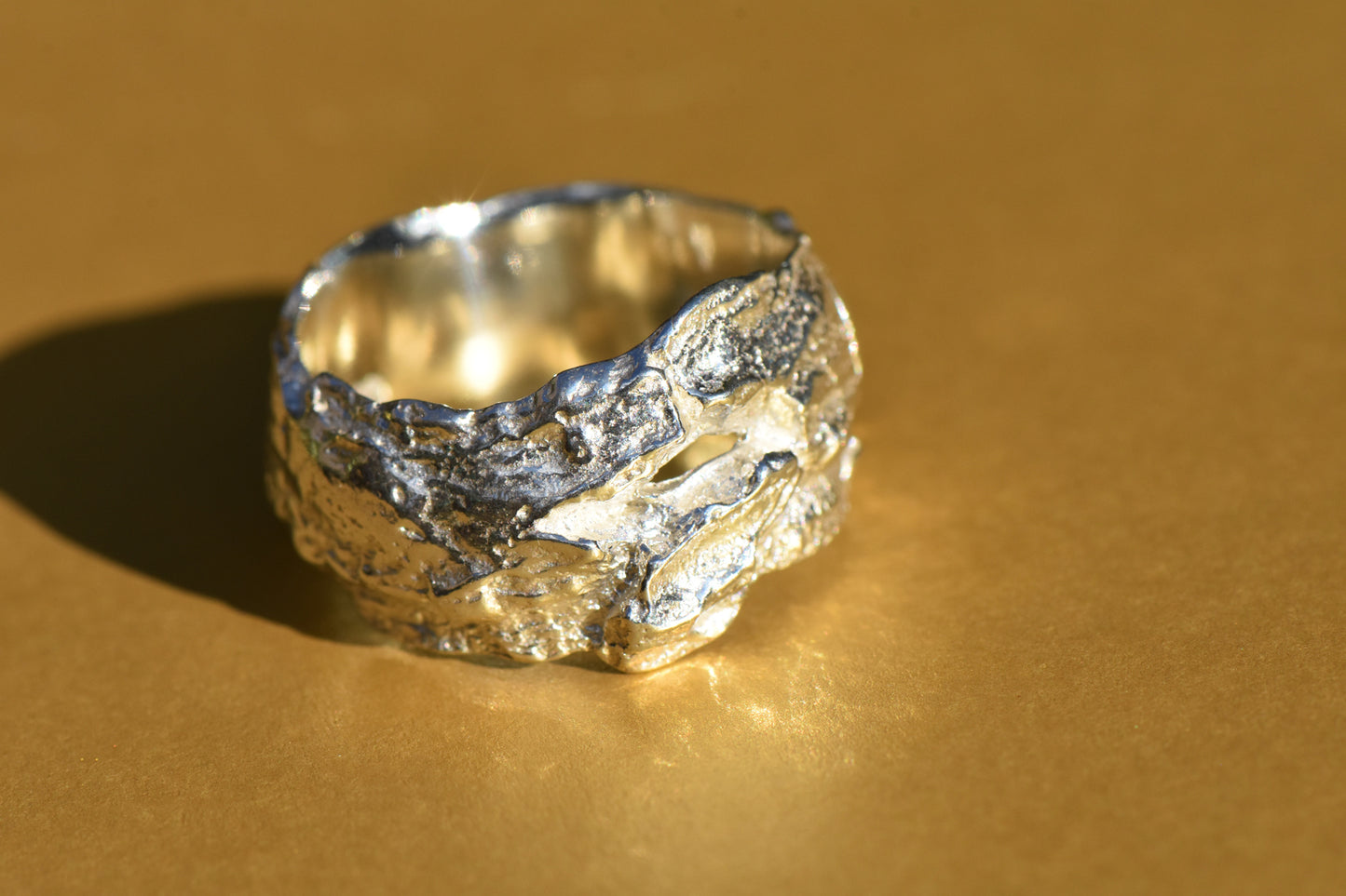 Silver Chunky Oak Ring