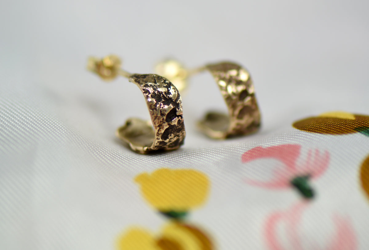 Mini Oak Hoops in Bronze