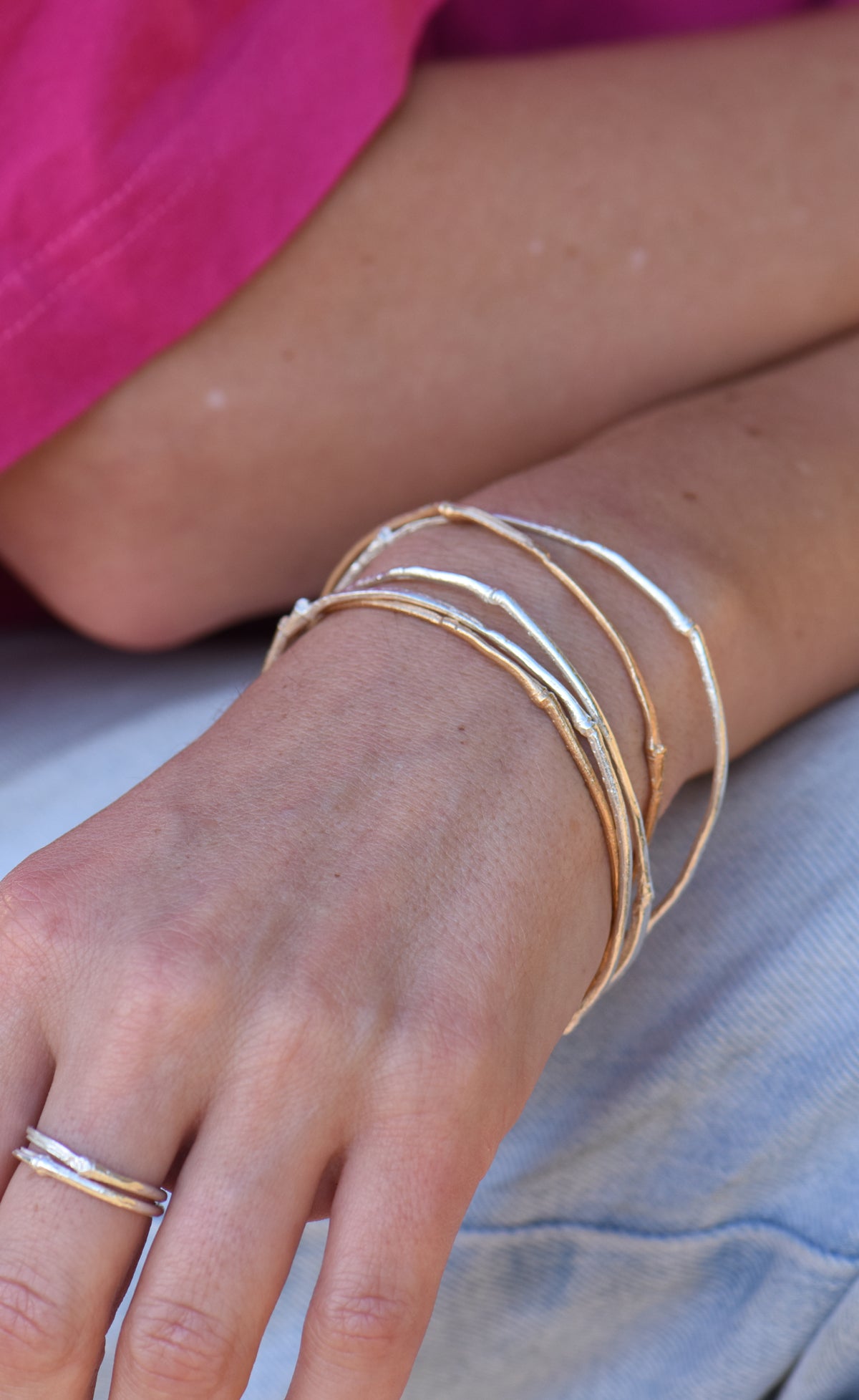 Bamboo Bangle in 9ct Gold