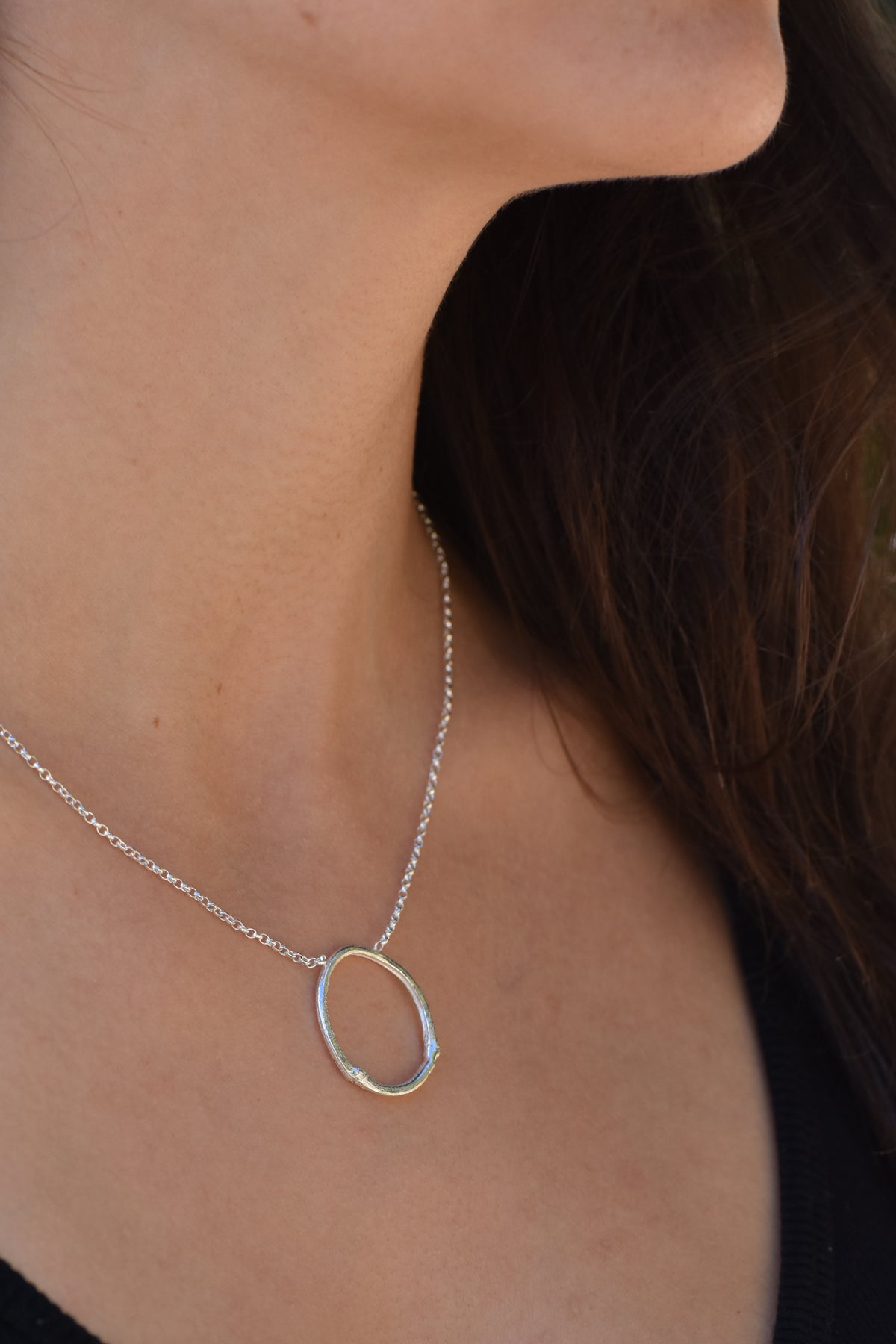 Large Bamboo Hoop Necklace