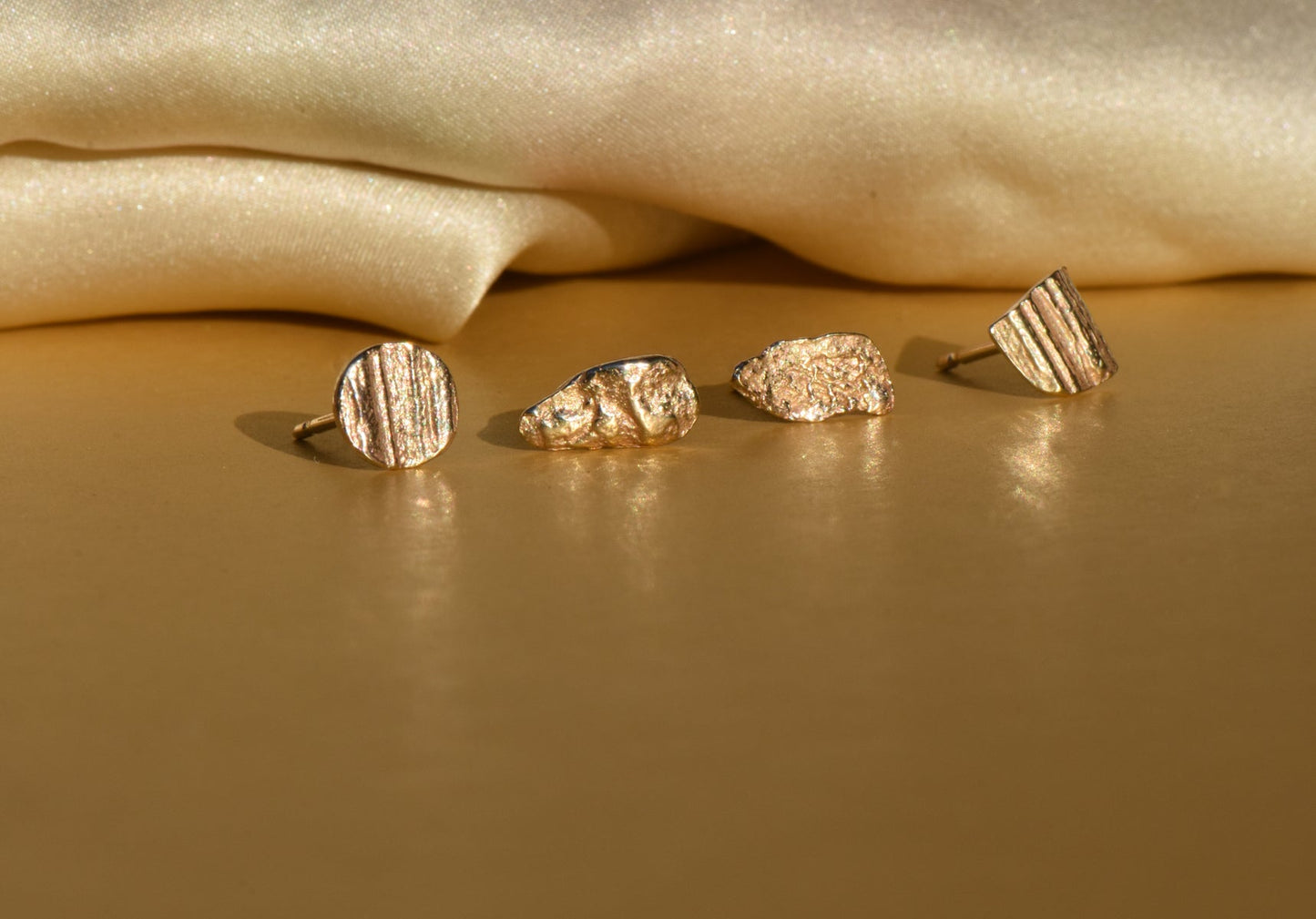 Triangle Oak Studs in 9ct Gold
