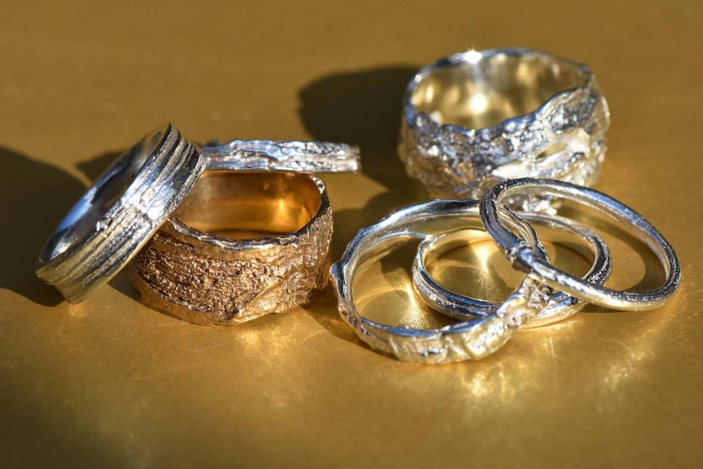 Skinny Lined Oak Ring in Silver