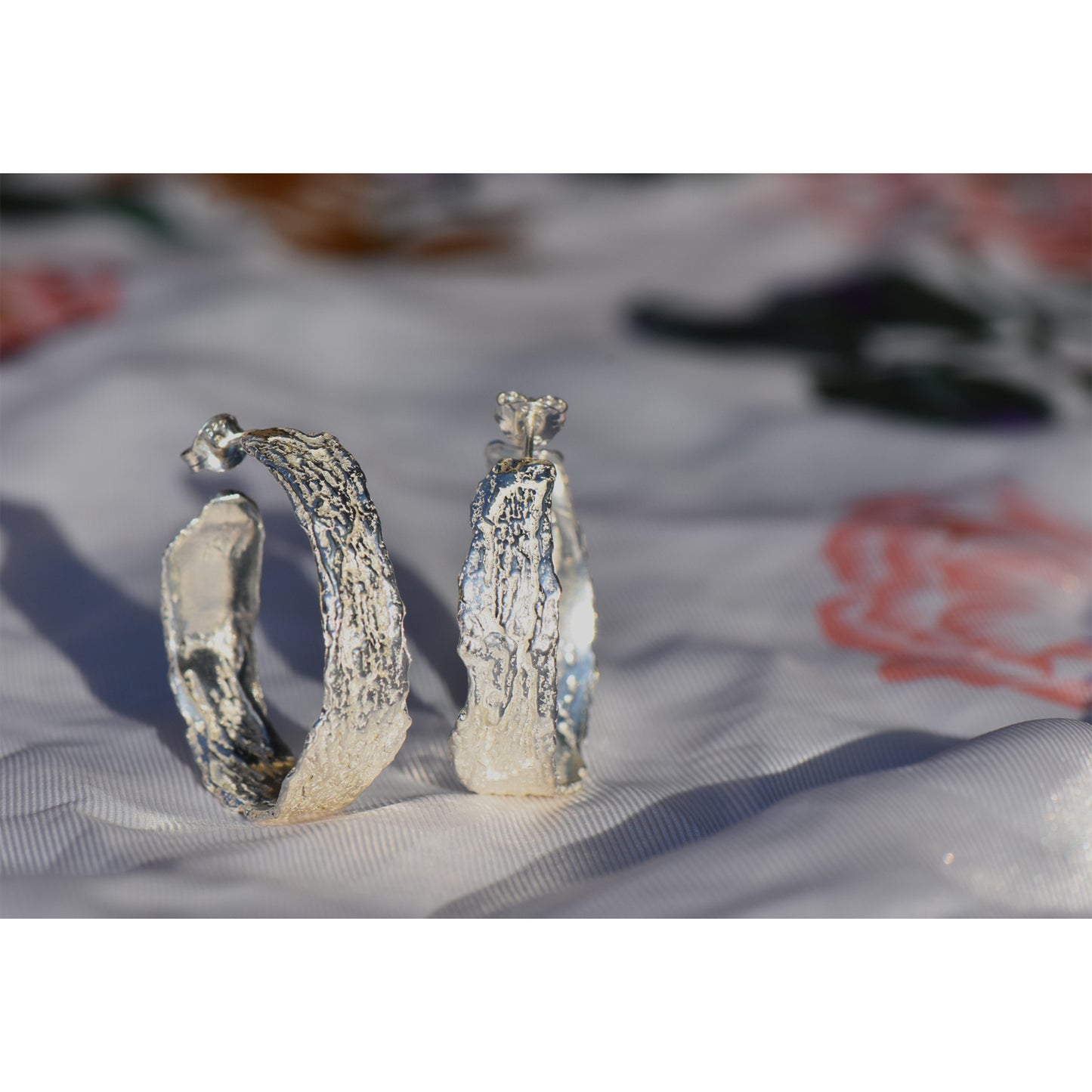 Large Silver London Plane Hoops