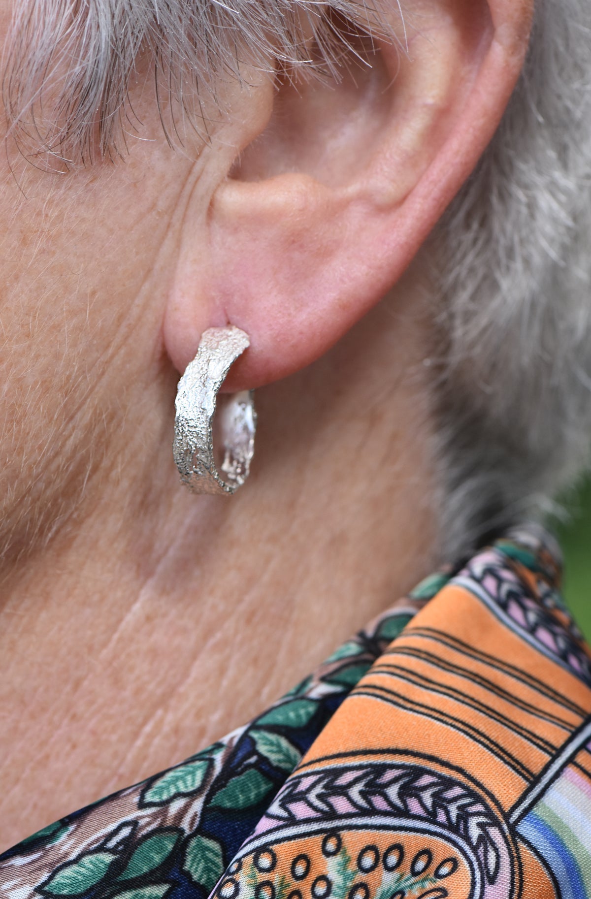 Medium Silver London Plane Hoops