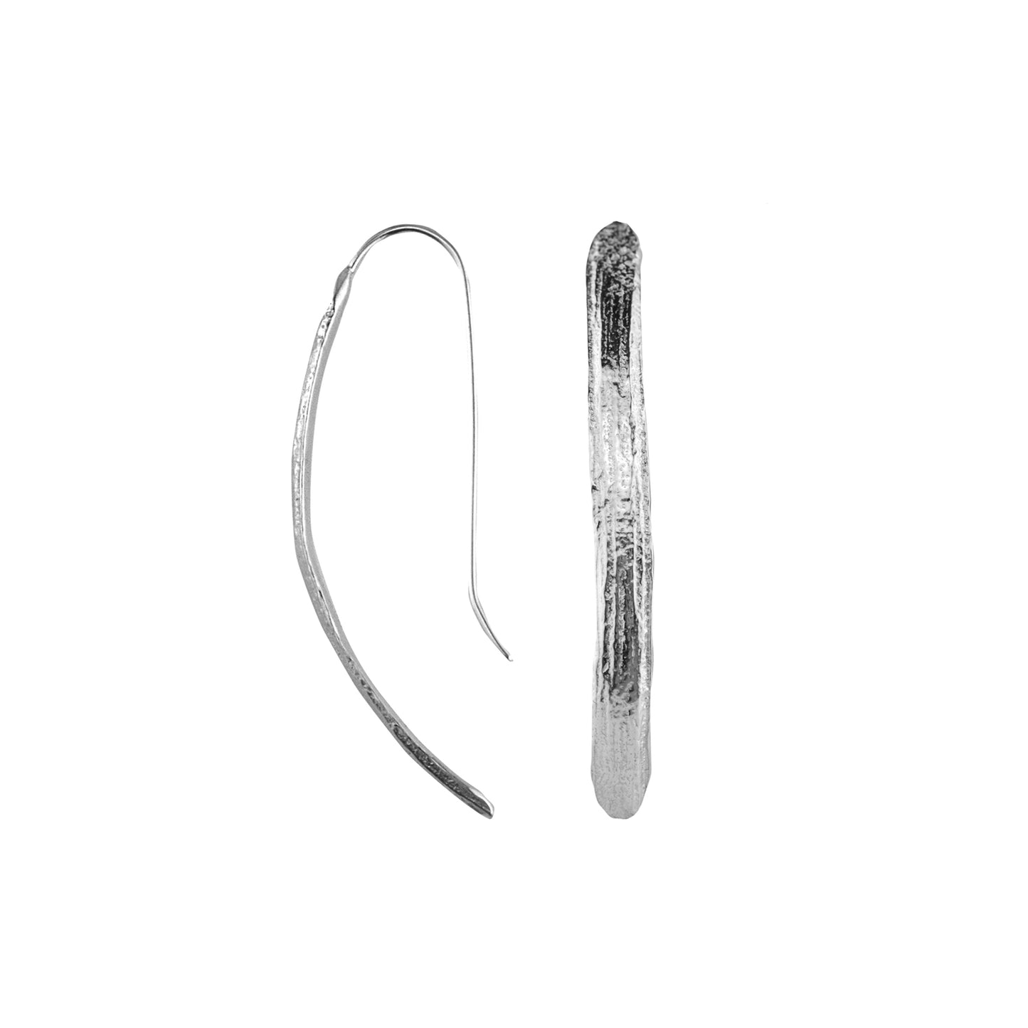 Oak Line Drop Silver Earrings