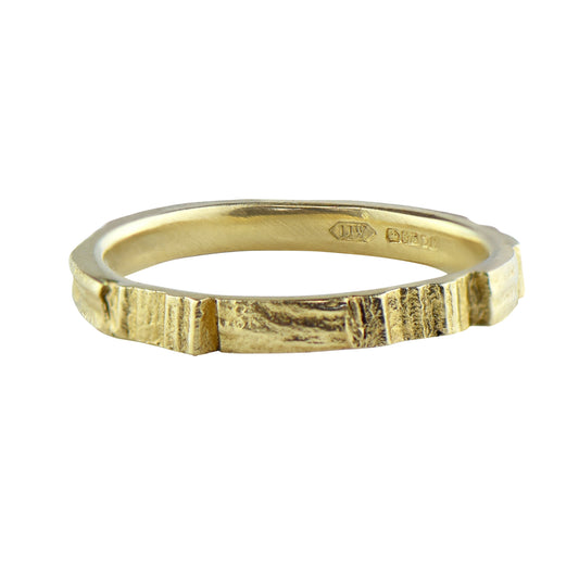 9ct Gold Skinny Patchwork English Oak Ring