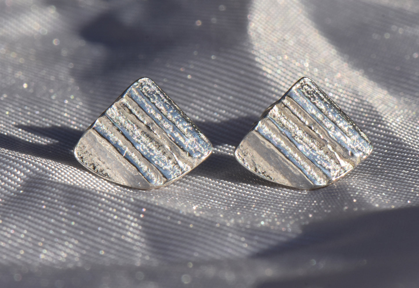 Triangle Oak Studs in Silver