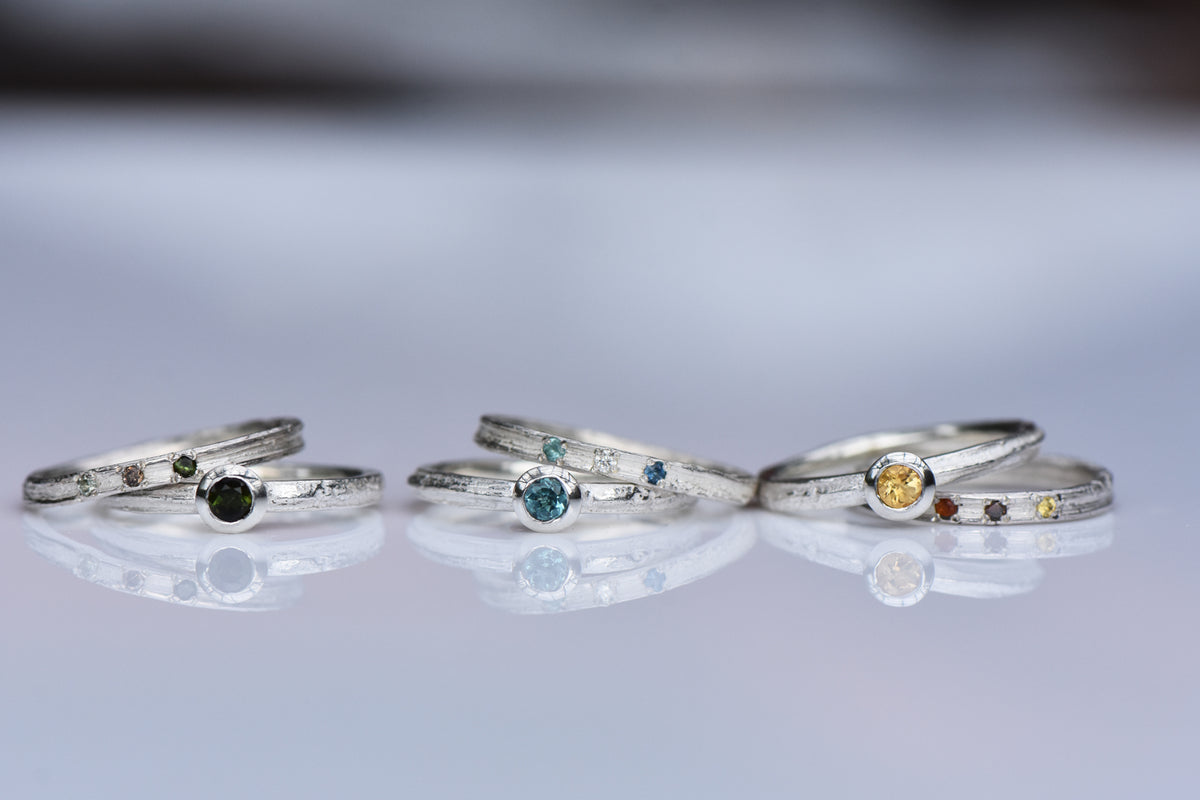 Corkscrew Willow 3 stone ring