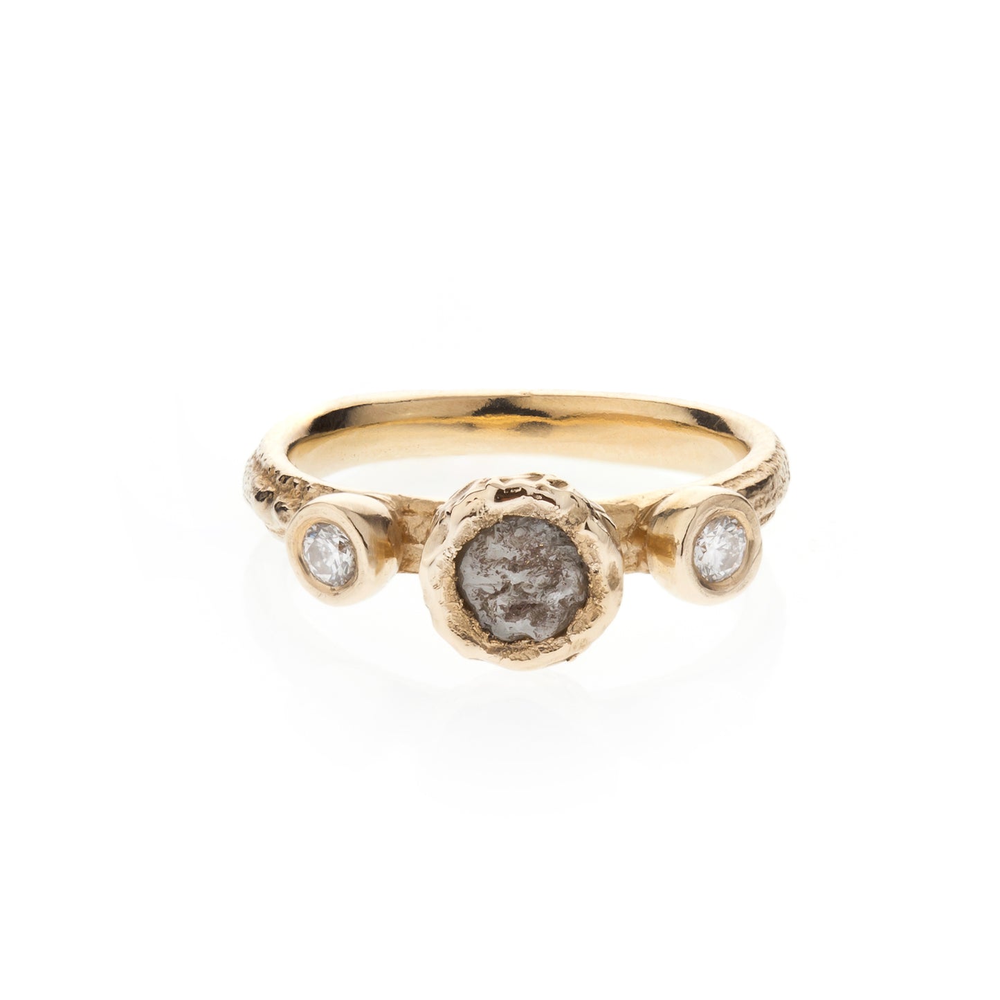 OOAK Green Daimond Toi et Moi ring in 9ct Gold