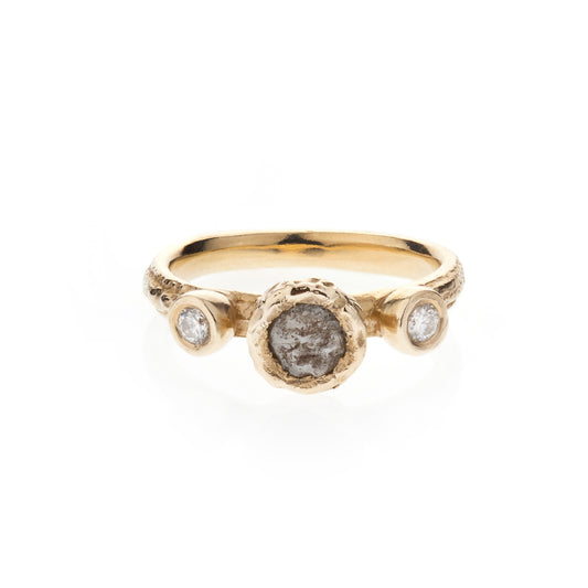 OOAK Green Daimond Toi et Moi ring in 9ct Gold