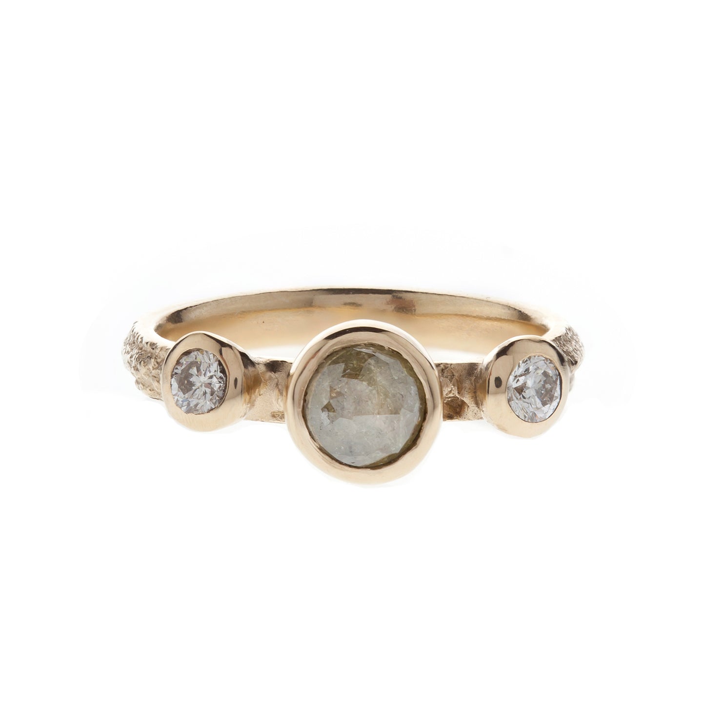 Skinny Oak ring - 9ct gold and a trio of diamonds